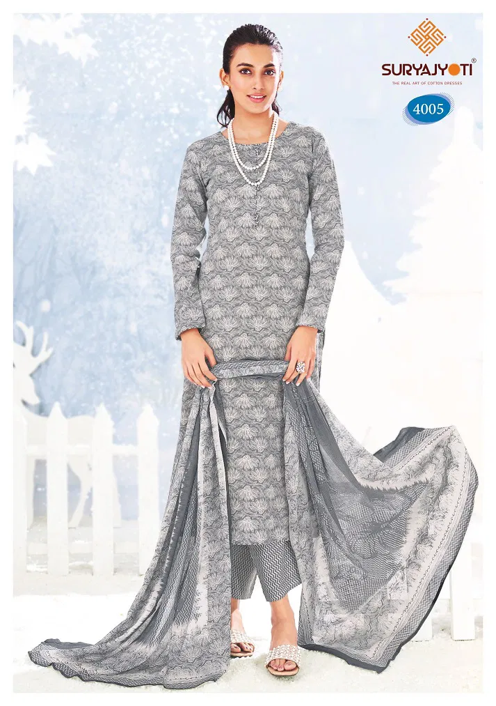 Ice Look Vol 4  by Suryajyoti Cotton Printed Dress Material 